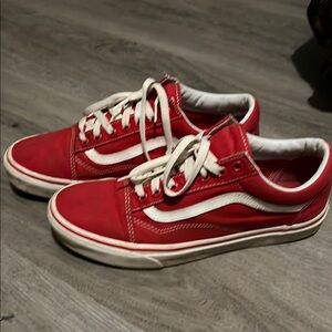Vans Red and White Old Skool Sneakers Iconic Design